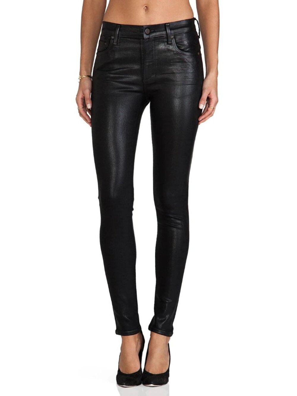 NWT Citizens of Humanity Rocket Petite in Leatherette Black Skinny Jeans 26P